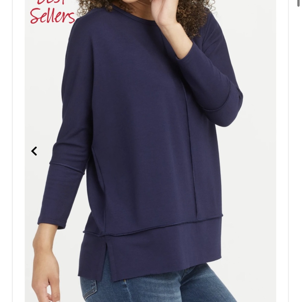 Spanx Perfect Length Dolman 3/4 Sleeve Top Navy size XS